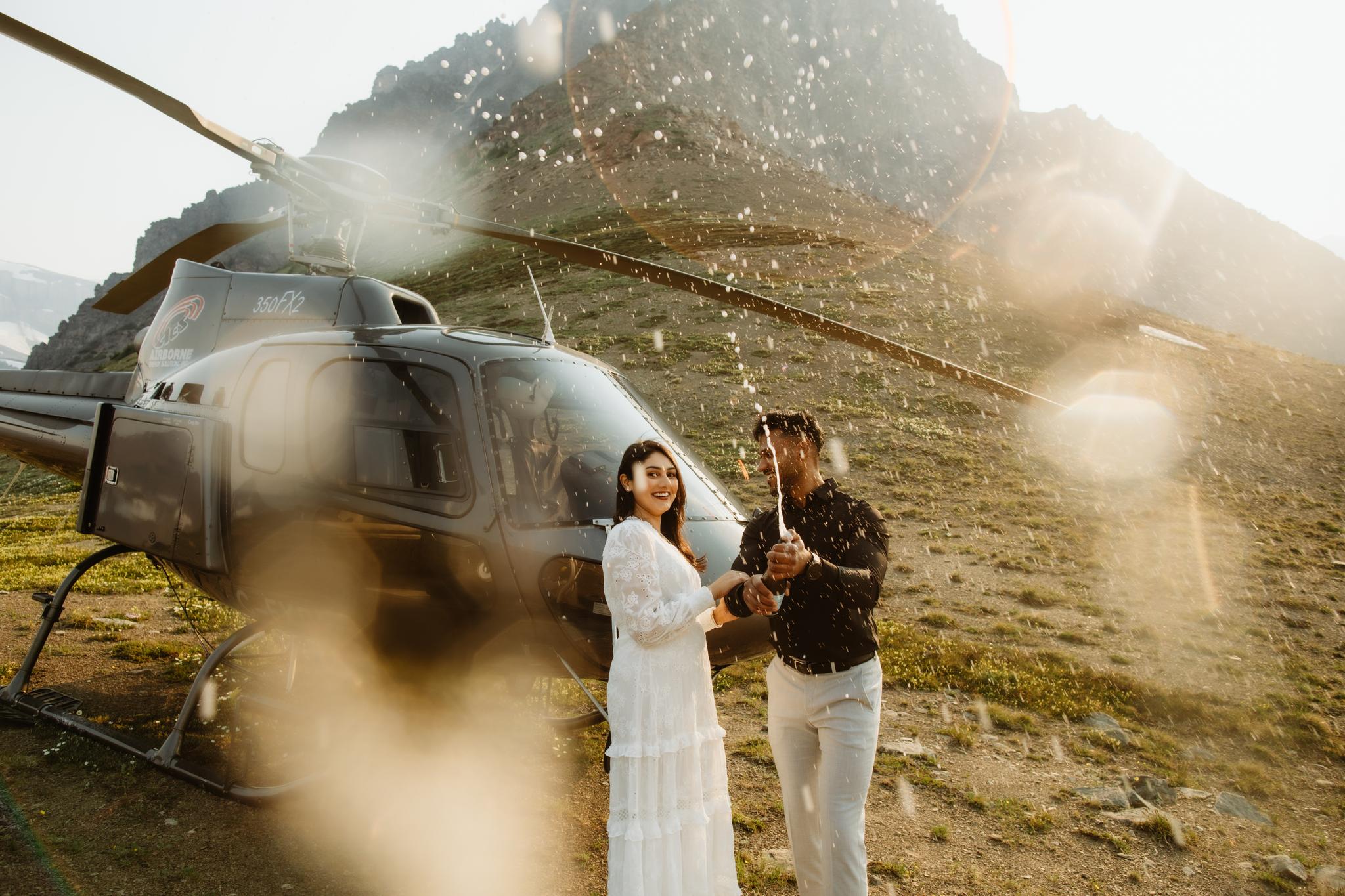 Canmore Wedding Photographer: Capturing A Helicopter Surprise Proposal